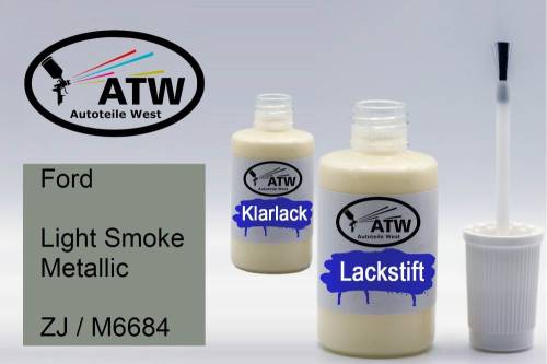 Ford, Light Smoke Metallic, ZJ / M6684: 20ml Lackstift + 20ml Klarlack - Set, von ATW Autoteile West.